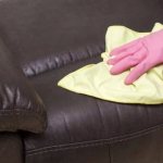 cleaning a leather sofa