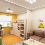 Design of a one-room apartment for a family with a child