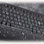 Keyboard in drops of liquid