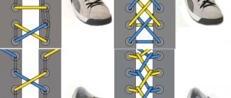 Different ways to tie shoelaces