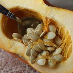 cut the pumpkin and remove the seeds
