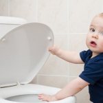 The child lifted the toilet lid