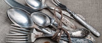 Cupronickel silver cutlery looks like silverware; they also quickly oxidize and darken