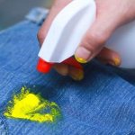 Yellow paint on jeans.